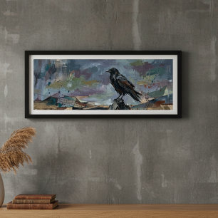 Póster Pintura al óleo de cuervo negro Cuervo gótico natu