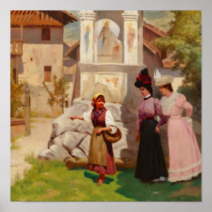 Póster Pintura al óleo de damas victorianas vintage en un