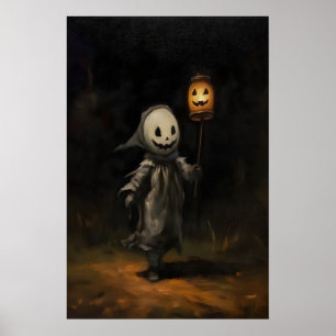 Póster Pintura al óleo de Halloween de fantasma infantil,