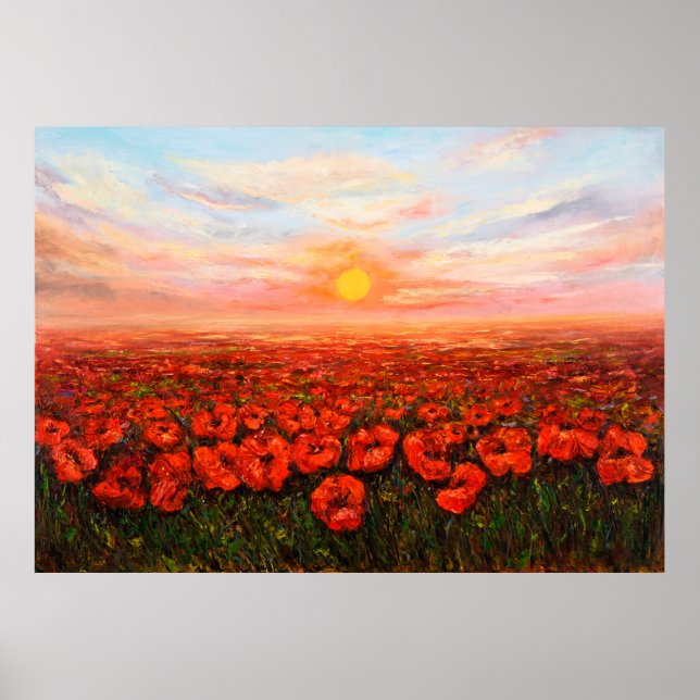 Póster pintura al óleo de la amapola de Opio (Papaver som (Frente)