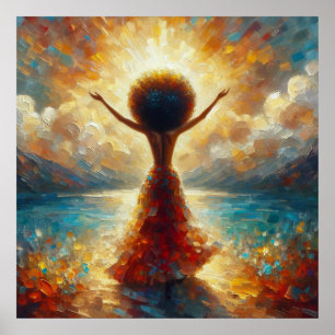 Póster Pintura al óleo de la diosa del elogio afro Bellez
