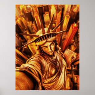 Póster Pintura al óleo de la Estatua de la Libertad estil