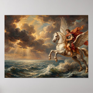 Póster Pintura al óleo de mitología de Pegasus