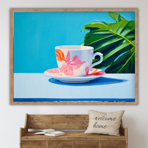Póster Pintura al óleo de naturaleza muerta de taza de ca