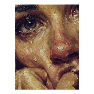Póster Pintura al óleo de retrato llorando — Textura emoc