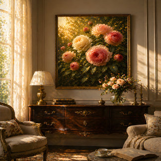 Póster Pintura al óleo de rosas iluminadas por el sol – A