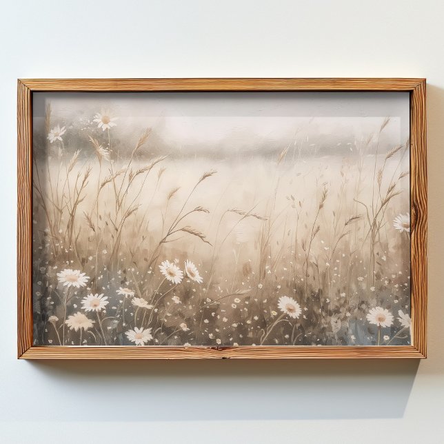 Póster pintura al óleo de un campo de flores y hierba (Subido por el creador)