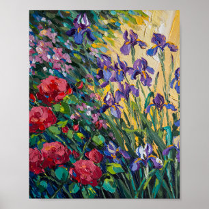 Póster Pintura al óleo floral con grueso empaste expresiv