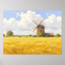 Pintura al óleo impresionista Molino de Viento de 