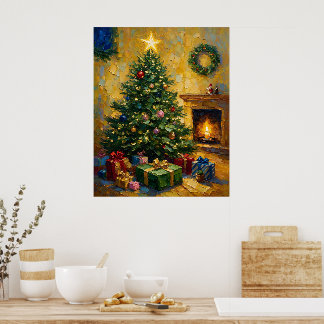 Póster Pintura al óleo vintage de Navidad