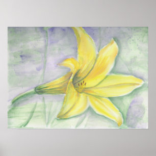 Póster Pintura amarilla del lirio en acrílico