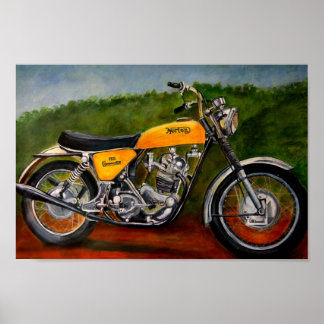 Póster pintura amarilla en moto de norton comando