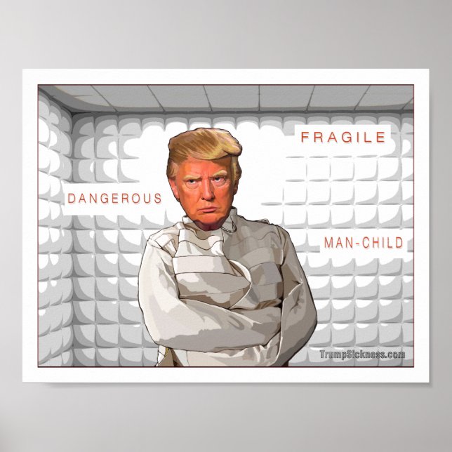 Póster Pintura anti Donald Trump en una camisa de fuerza (Frente)