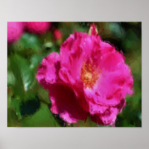 Póster Pintura artística de flores rosadas oscuras