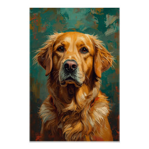 Póster Pintura artística de Perro Dorado con aceite vibra