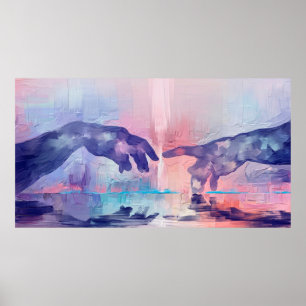 Póster Pintura artística fina, manos pintadas a mano surr
