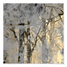 Pintura artística moderna de bosque de niebla