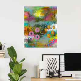Póster Pintura Botánica Floral de Jardín de Flores Abstra