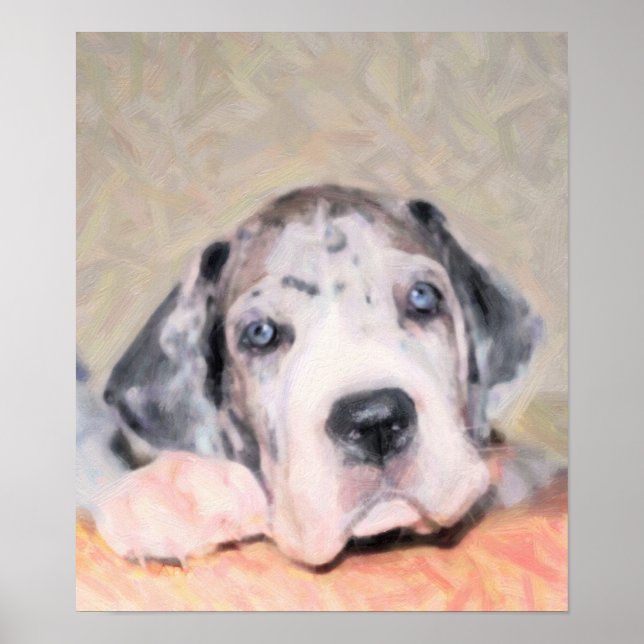 Póster Pintura: Cachorro Dane (Frente)