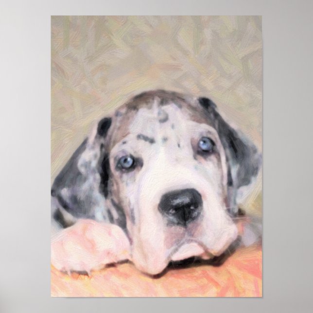 Póster Pintura: Cachorro Dane (Frente)