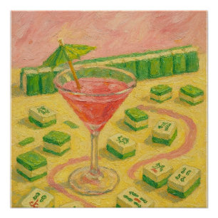 Póster Pintura Chic de Mahjong Cóctel