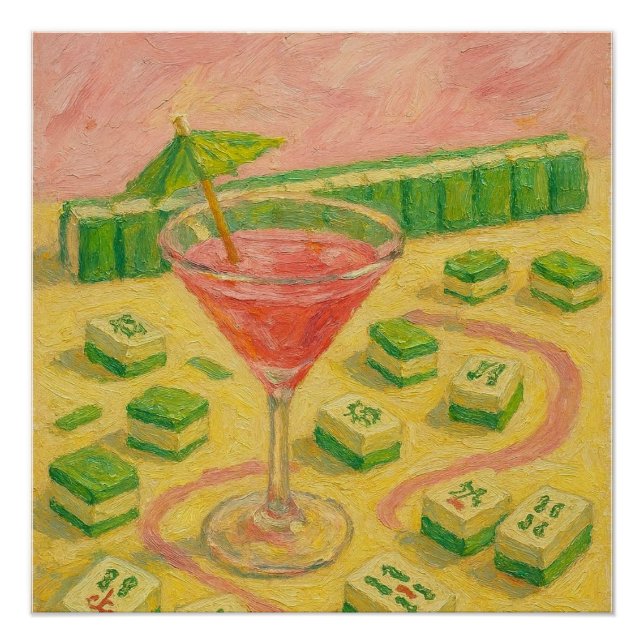 Póster Pintura Chic de Mahjong Cóctel  (Anverso)