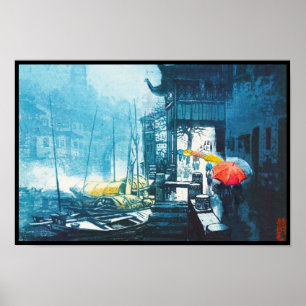 Póster Pintura china del paisaje de Chou Xing Hua Suzhou