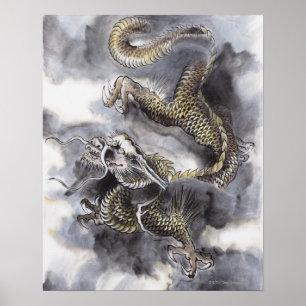 Póster Pintura china tradicional, año del dragón 4