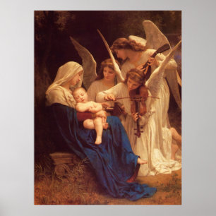 Póster Pintura clásica de Bouguereau: Canción de los ánge
