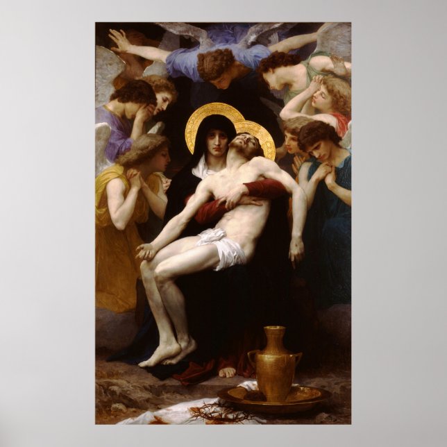Póster Pintura clásica francesa de Bouguereau: Pieta (187 (Frente)