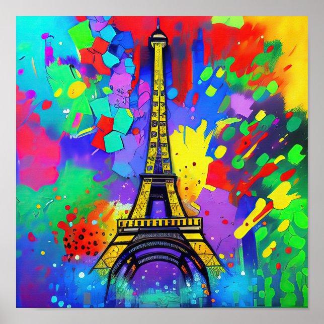 Póster Pintura colorida de Eiffel (Frente)