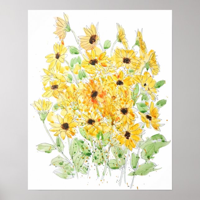 Póster pintura con acuarela Susan de ojos negros (Frente)
