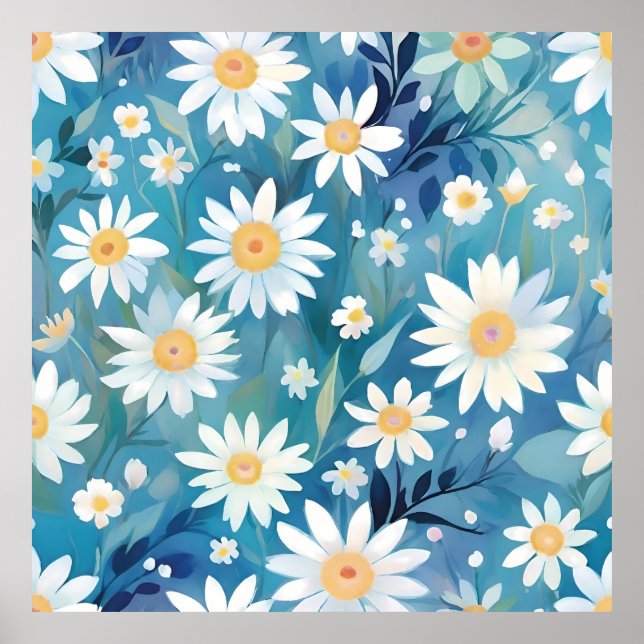 Póster Pintura con flores blancas (Frente)