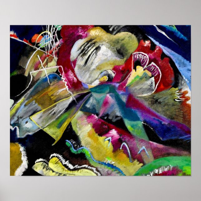 Póster Pintura con líneas blancas - Kandinsky (Frente)