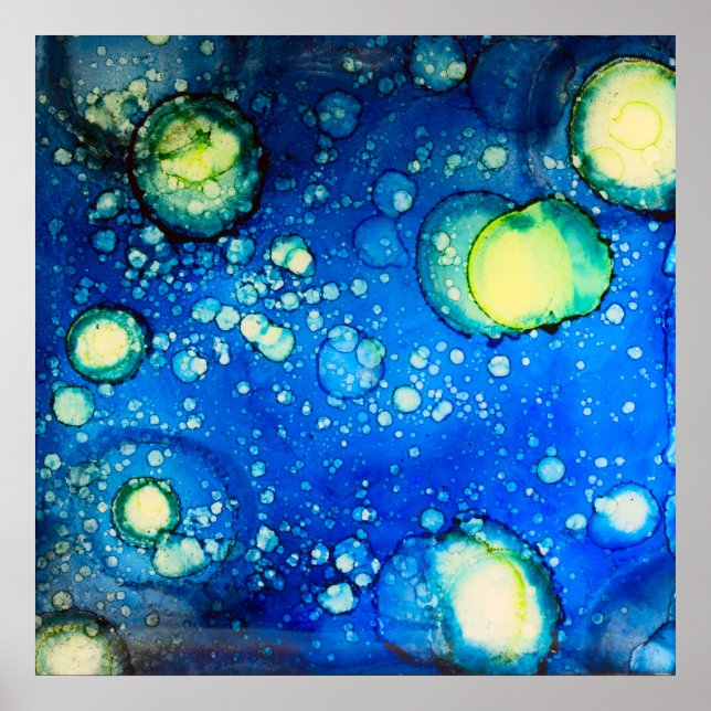 Póster Pintura con tinta de alcohol de cielo estrellado (Frente)