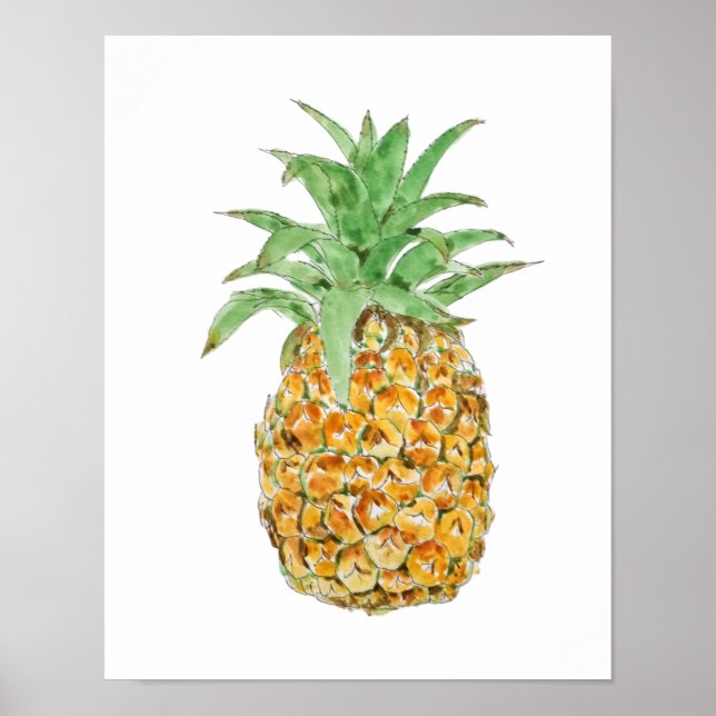 Póster pintura con tinta de piña y acuarela (Frente)