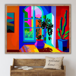 Póster Pintura Contemporánea de Paisaje de Ventana _ Vint