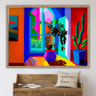 Póster Pintura Contemporánea de Paisaje de Ventana _ Vint