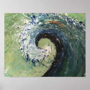 Póster Pintura costera del Bello Artes de la onda de la