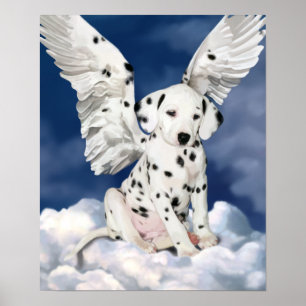 Póster Pintura dálmata del perrito del ángel del poster