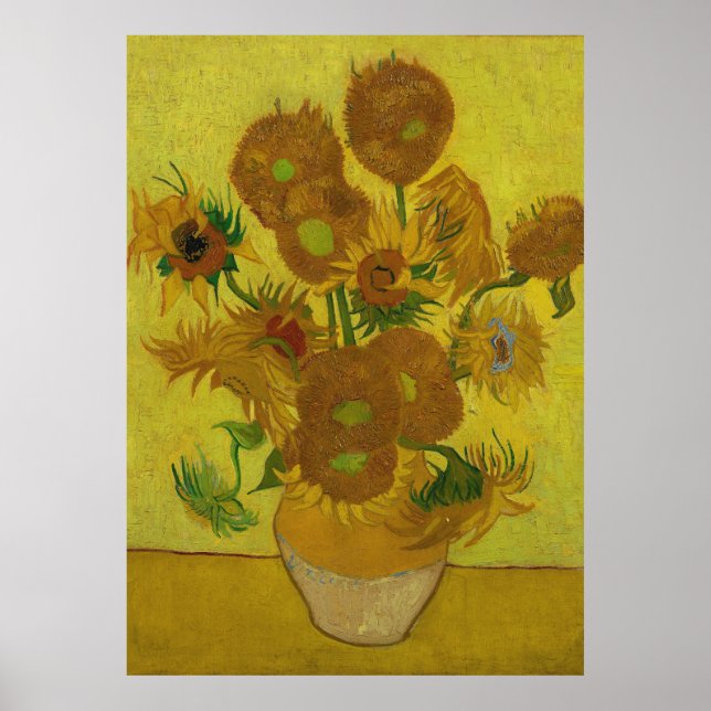 Póster Pintura de 15 girasoles de Vincent Van Gogh (Frente)