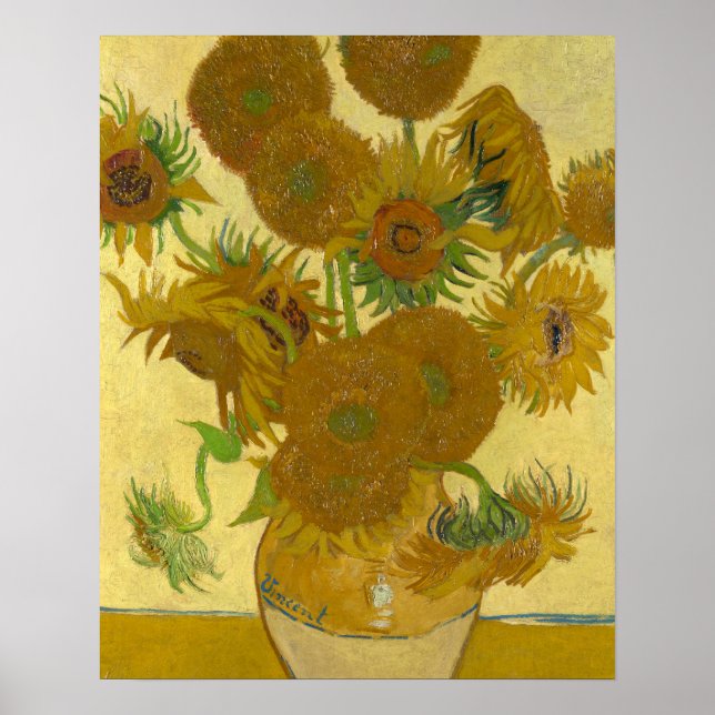Póster Pintura de 15 girasoles de Vincent Van Gogh (Frente)