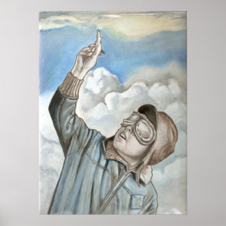 Póster Pintura de aceite de aviador nostálgico