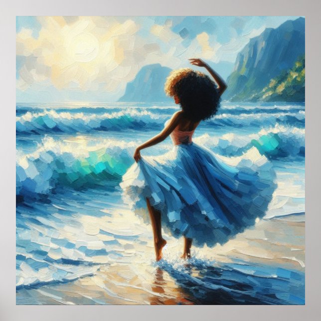 Póster Pintura de aceite de belleza divina para afro (Frente)