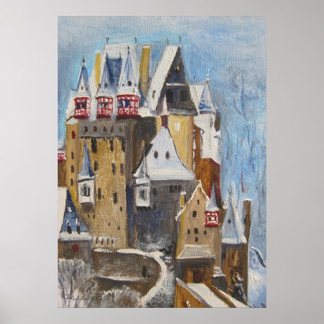Póster Pintura de aceite de Burg Eltz (Frente)