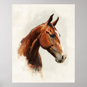 Póster Pintura de aceite de caballo ecuestre de estilo vi