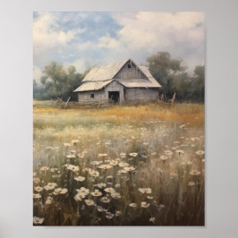 Póster Pintura de aceite de campo de flores silvestres