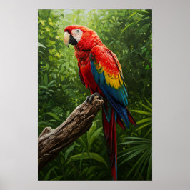 Póster Pintura de aceite de escarlata de Macaw
