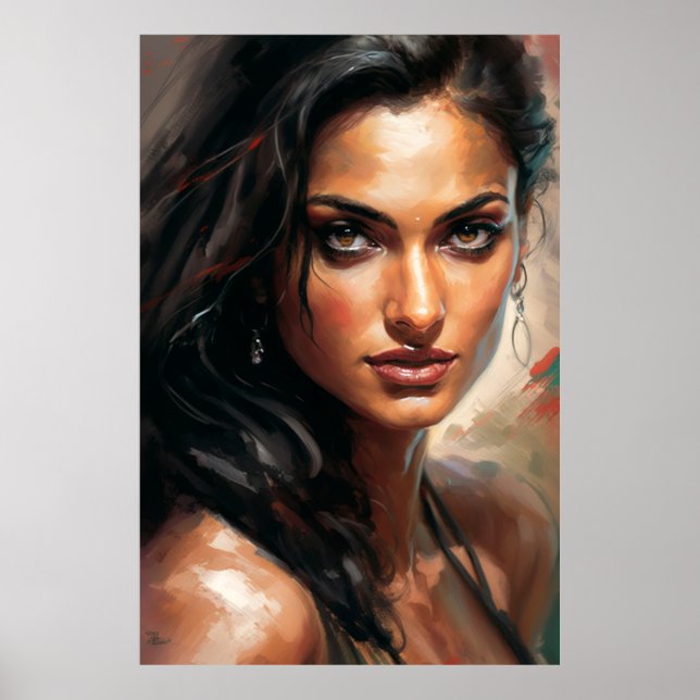 Póster Pintura de aceite de estrella de Bollywood para mu (Frente)
