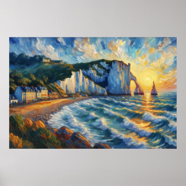 Póster Pintura de aceite de Étretat (Frente)